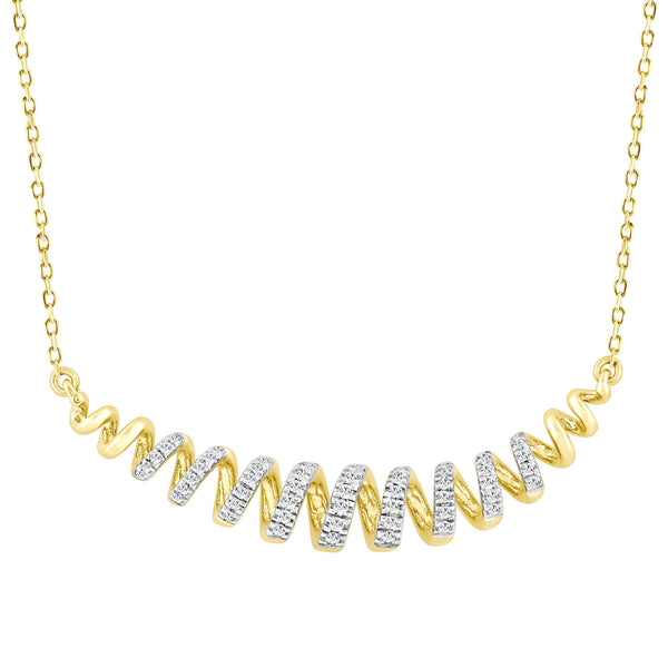 LADIES NECKLACE 0.16CT ROUND DIAMOND 10K YELLOW GOLD