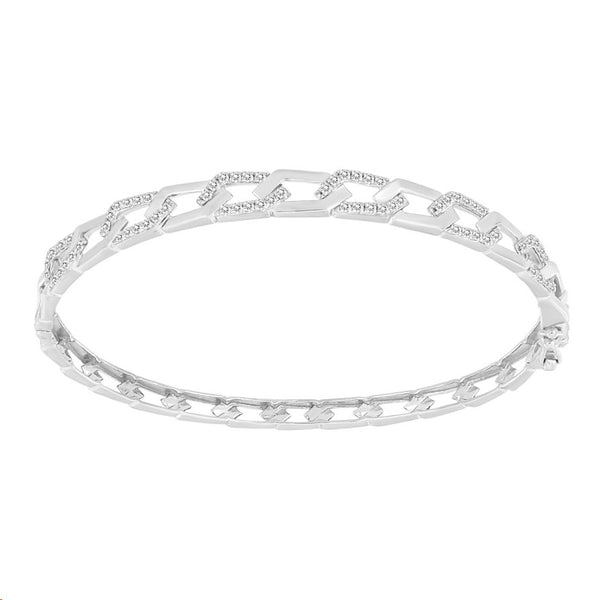 LADIES BANGLE 0.50CT ROUND DIAMOND 14K WHITE GOLD