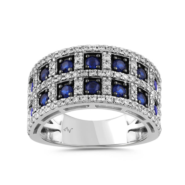 LADIES RING 1.62CT SAPPHIRE/ROUND DIAMOND 14K WHITE GOLD (CENTER STONE 3.00CT SAPPHIRE DIAMOND)