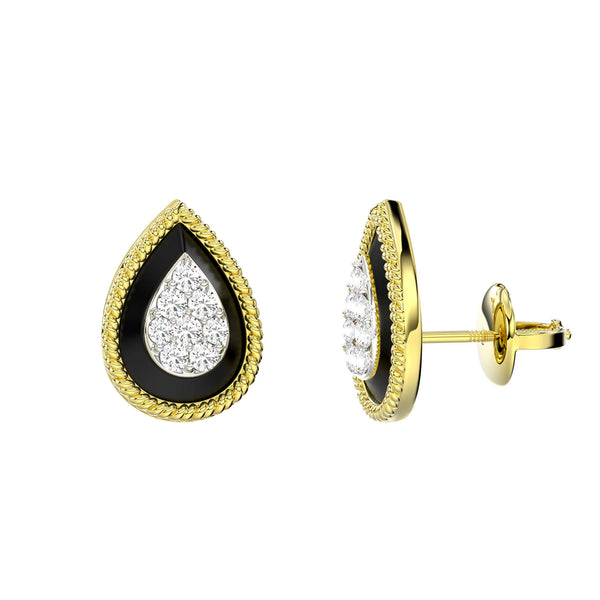 LADIES EARRINGS 0.16CT ROUND DIAMOND 14K YELLOW GOLD