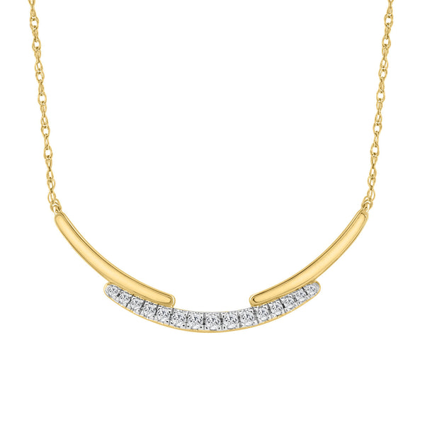 LADIES NECKLACE 0.25CT ROUND DIAMOND 14K YELLOW GOLD