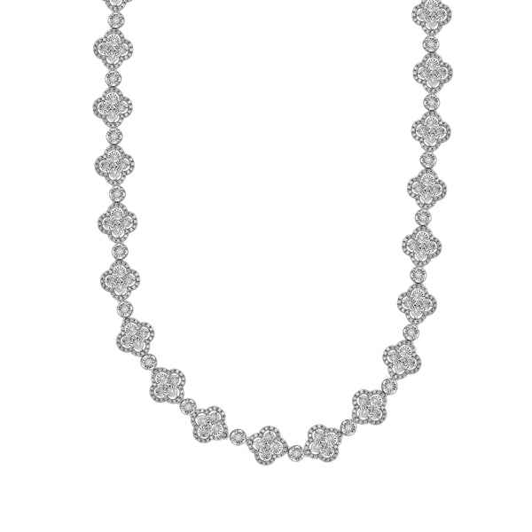 LADIES NECKLACE 3.16CT ROUND DIAMOND 14K WHITE GOLD