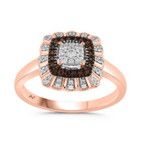 LADIES RING 0.25CT DARK BROWN/ROUND DIAMOND 14K ROSE GOLD