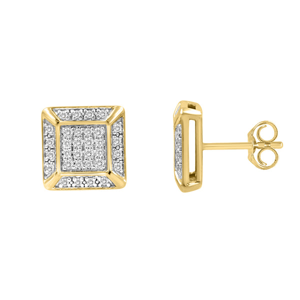 LADIES EARRINGS 0.25CT ROUND DIAMOND 10K YELLOW GOLD