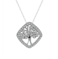 LADIES PENDANT 0.25CT WITH CHAIN ROUND DIAMOND 14K WHITE GOLD