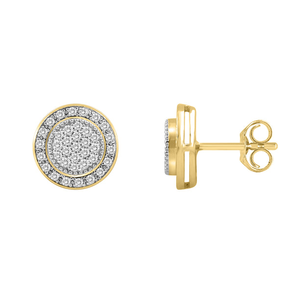 LADIES EARRINGS 0.30CT ROUND DIAMOND 10K YELLOW GOLD