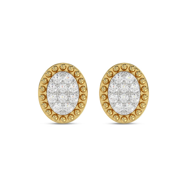 LADIES EARRINGS 0.20CT ROUND DIAMOND 14K YELLOW GOLD