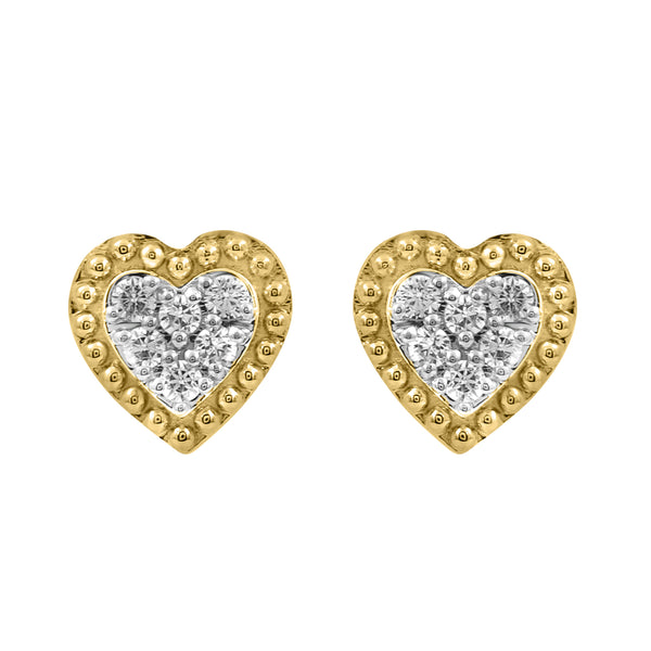 LADIES EARRINGS 0.20CT ROUND DIAMOND 14K YELLOW GOLD