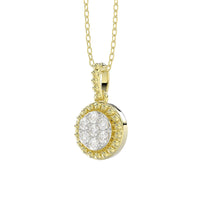 LADIES PENDANT WITH CHAIN 0.10CT ROUND DIAMOND 14K YELLOW GOLD