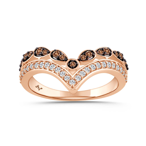 LADIES RING 0.33CT DARK BROWN/ROUND DIAMOND 14K ROSE GOLD