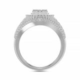 LADIES RING 1.00CT ROUND/BAGUETTE DIAMOND 10K WHITE GOLD