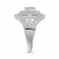 LADIES RING 1.00CT ROUND/BAGUETTE DIAMOND 10K WHITE GOLD