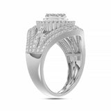 LADIES RING 1.00CT ROUND/BAGUETTE DIAMOND 10K WHITE GOLD