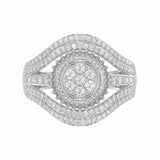 LADIES RING 1.00CT ROUND/BAGUETTE DIAMOND 10K WHITE GOLD