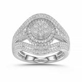 LADIES RING 1.00CT ROUND/BAGUETTE DIAMOND 10K WHITE GOLD