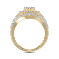LADIES RING 1.00CT ROUND/BAGUETTE DIAMOND 10K YELLOW GOLD