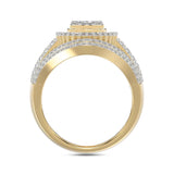 LADIES RING 1.00CT ROUND/BAGUETTE DIAMOND 10K YELLOW GOLD