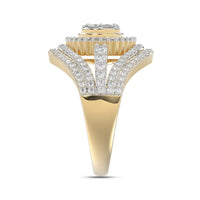 LADIES RING 1.00CT ROUND/BAGUETTE DIAMOND 10K YELLOW GOLD