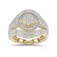 LADIES RING 1.00CT ROUND/BAGUETTE DIAMOND 10K YELLOW GOLD
