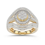 LADIES RING 1.00CT ROUND/BAGUETTE DIAMOND 10K YELLOW GOLD