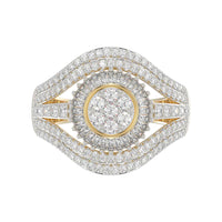 LADIES RING 1.00CT ROUND/BAGUETTE DIAMOND 10K YELLOW GOLD