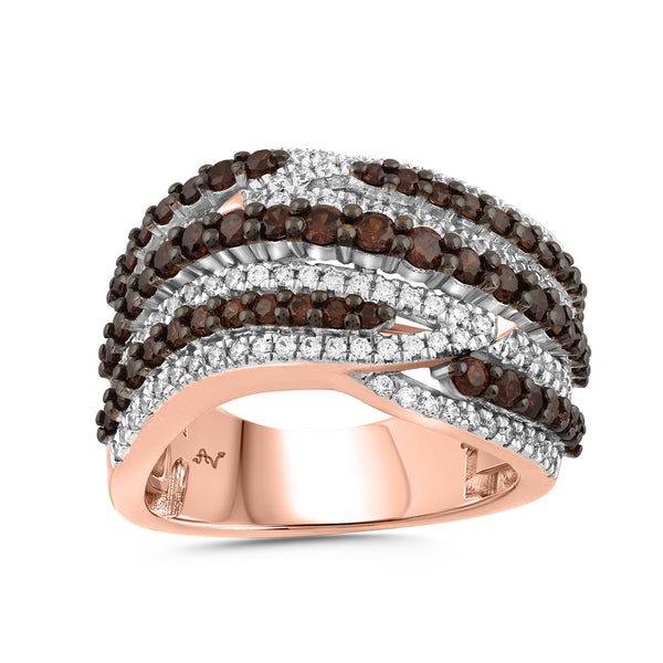 LADIES BAND 1.50CT DARK BROWN/ROUND DIAMOND 14K ROSE GOLD
