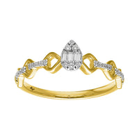 LADIES RING 0.15CT ROUND/BAGUETTE DIAMOND 14K YELLOW GOLD