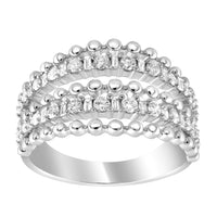 LADIES RING 0.50CT ROUND/BAGUETTE DIAMOND 14K WHITE GOLD