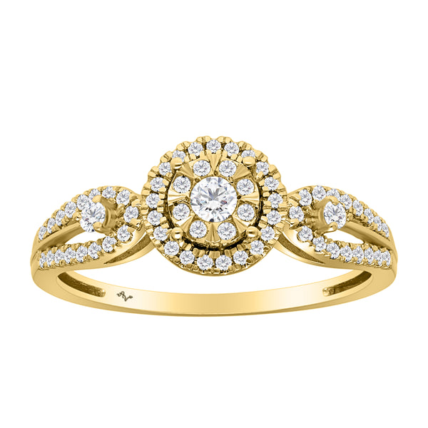 LADIES RING 0.33CT ROUND DIAMOND 14K YELLOW GOLD