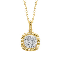 LADIES PENDANT WITH CHAIN 0.10CT ROUND DIAMOND 14K YELLOW GOLD