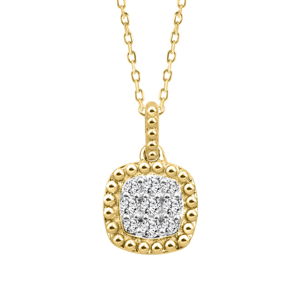 LADIES PENDANT WITH CHAIN 0.10CT ROUND DIAMOND 14K YELLOW GOLD