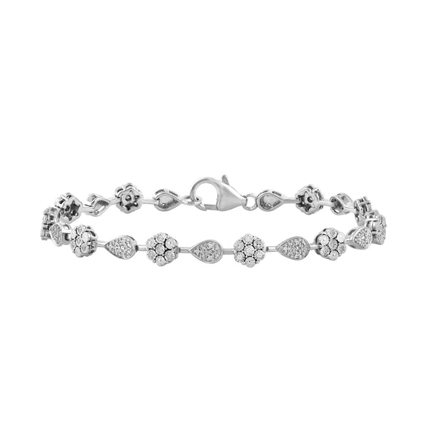 LADIES BRACELET 0.25CT ROUND DIAMOND 10K WHITE GOLD