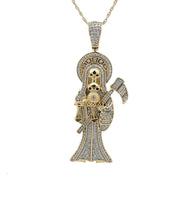 MEN'S CHARM PENDANT 0.75CT BLACK/ROUND DIAMOND 10K YELLOW GOLD