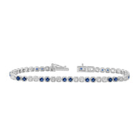 LADIES BRACELET 1.10CT SAPPHIRE/ROUND DIAMOND 14K WHITE GOLD (CENTER STONE 0.10CT ROUND SAPPHIRE DIAMOND)