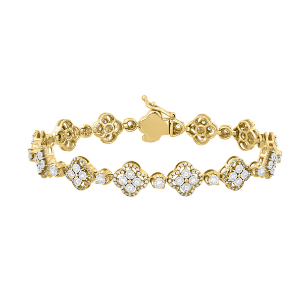 LADIES BRACELET 1.25CT ROUND DIAMOND 14K YELLOW GOLD