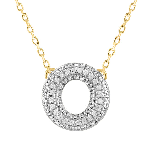 LADIES NECKLACE 0.16CT ROUND DIAMOND 14K YELLOW GOLD