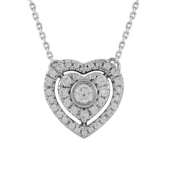 LADIES NECKLACE 0.33CT ROUND DIAMOND 14K WHITE GOLD