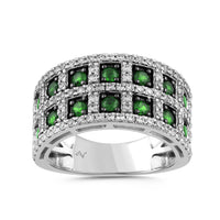 LADIES RING 1.62CT ROUND/EMERALD DIAMOND 14K WHITE GOLD (CENTER STONE 1.00CT EMERALD DIAMOND)