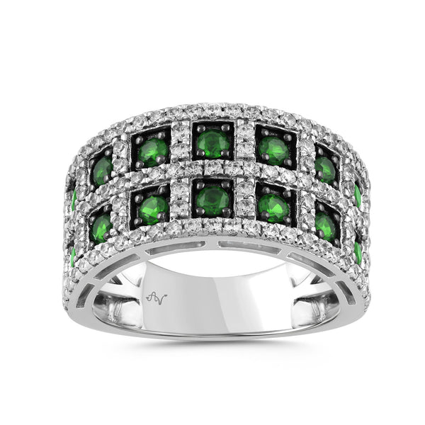 LADIES RING 1.62CT ROUND/EMERALD DIAMOND 14K WHITE GOLD (CENTER STONE 1.00CT EMERALD DIAMOND)
