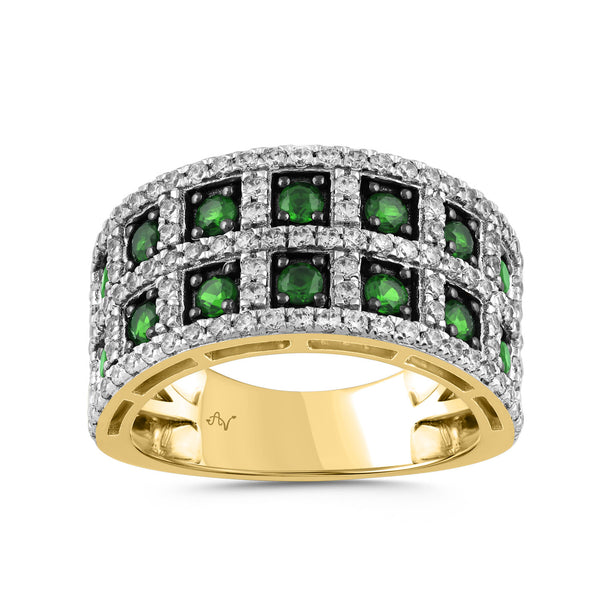 LADIES RING 1.62CT ROUND/EMERALD DIAMOND 14K YELLOW GOLD (CENTER STONE 1.00CT EMERALD DIAMOND)