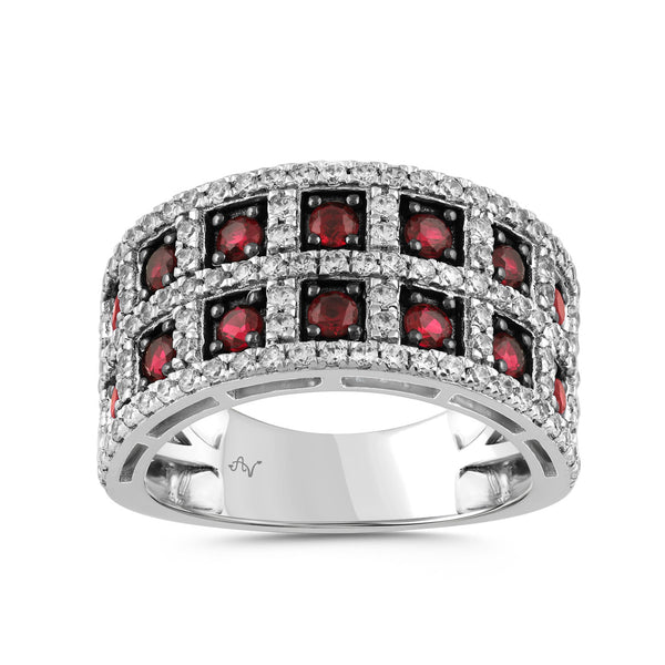 LADIES RING 1.62CT RUBY/ROUND DIAMOND 14K WHITE GOLD (CENTER STONE 1.00CT RUBY DIAMOND)