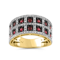 LADIES RING 1.62CT RUBY/ROUND DIAMOND 14K YELLOW GOLD (CENTER STONE 1.00CT RUBY DIAMOND)