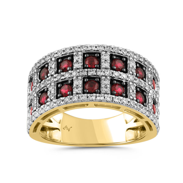 LADIES RING 1.62CT RUBY/ROUND DIAMOND 14K YELLOW GOLD (CENTER STONE 1.00CT RUBY DIAMOND)