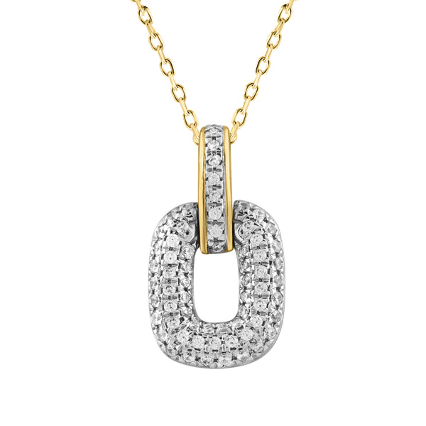 LADIES PENDANT 0.16CT WITH CHAIN ROUND DIAMOND 14K YELLOW GOLD