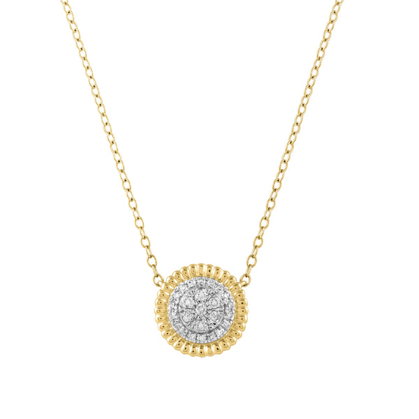 LADIES NECKLACE 0.16CT ROUND DIAMOND 14K YELLOW GOLD