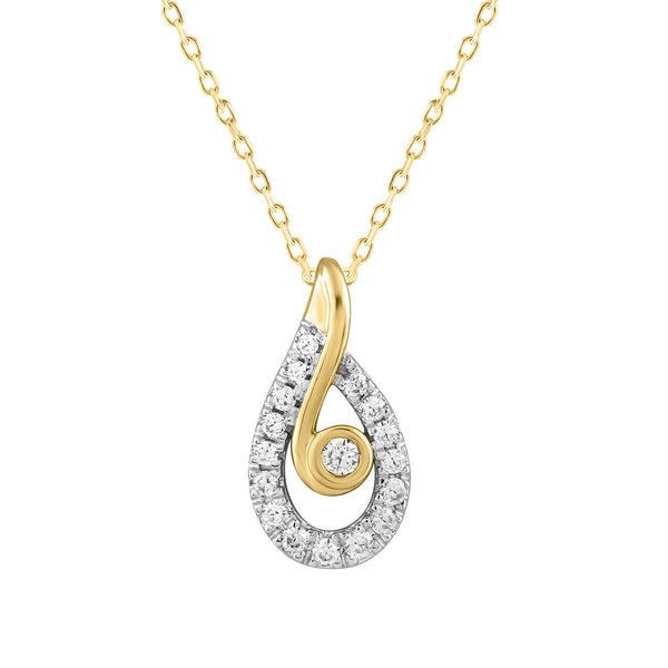 LADIES PENDANT WITH CHAIN 0.16CT ROUND DIAMOND 10K YELLOW GOLD