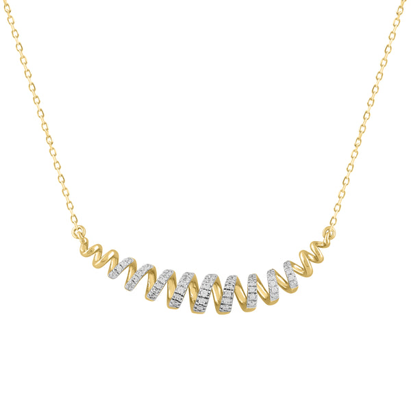 LADIES NECKLACE 0.16CT ROUND DIAMOND 14K YELLOW GOLD