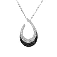 LADIES PENDANT WITH CHAIN 0.25CT BLACK/ROUND DIAMOND 14K WHITE GOLD