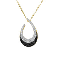LADIES PENDANT WITH CHAIN 0.25CT BLACK/ROUND DIAMOND 14K YELLOW GOLD