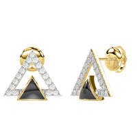 LADIES EARRINGS 0.25CT ROUND DIAMOND 14K YELLOW GOLD